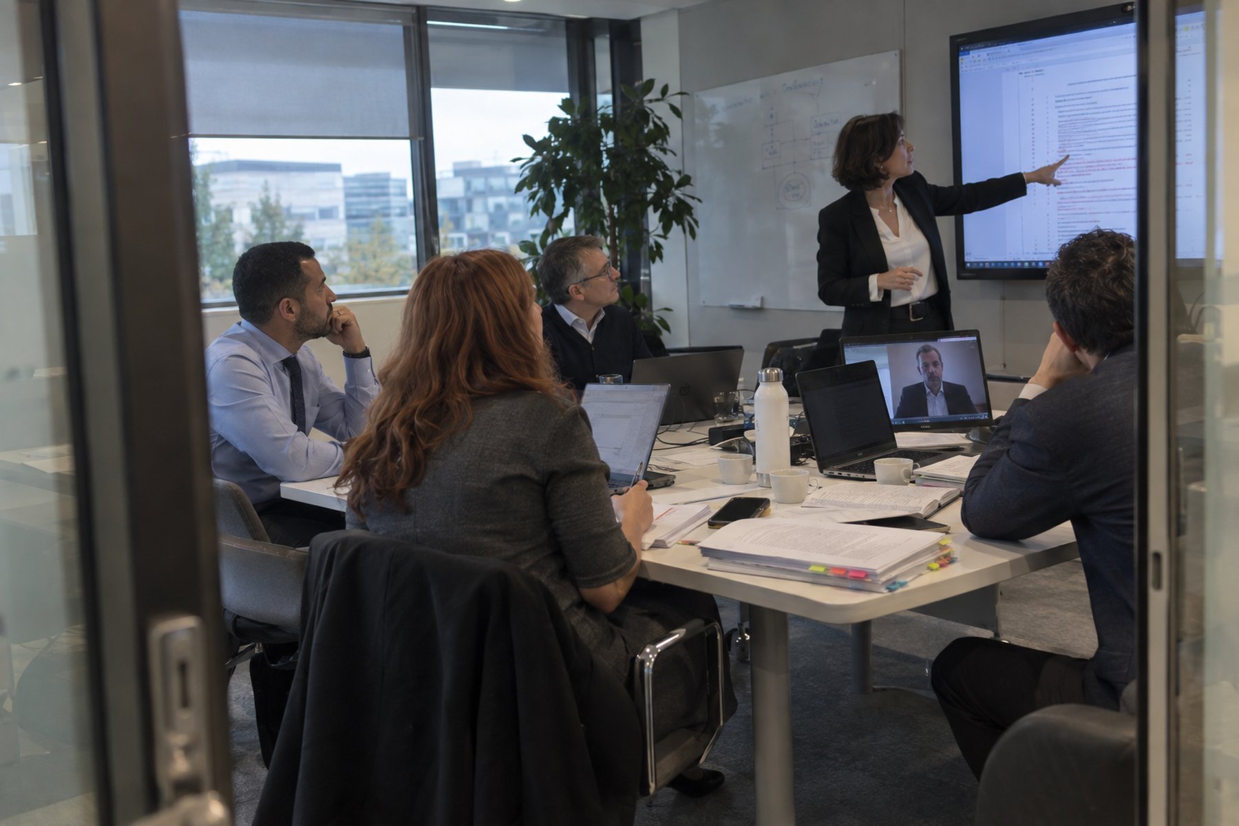 A company’s legal team in a meeting